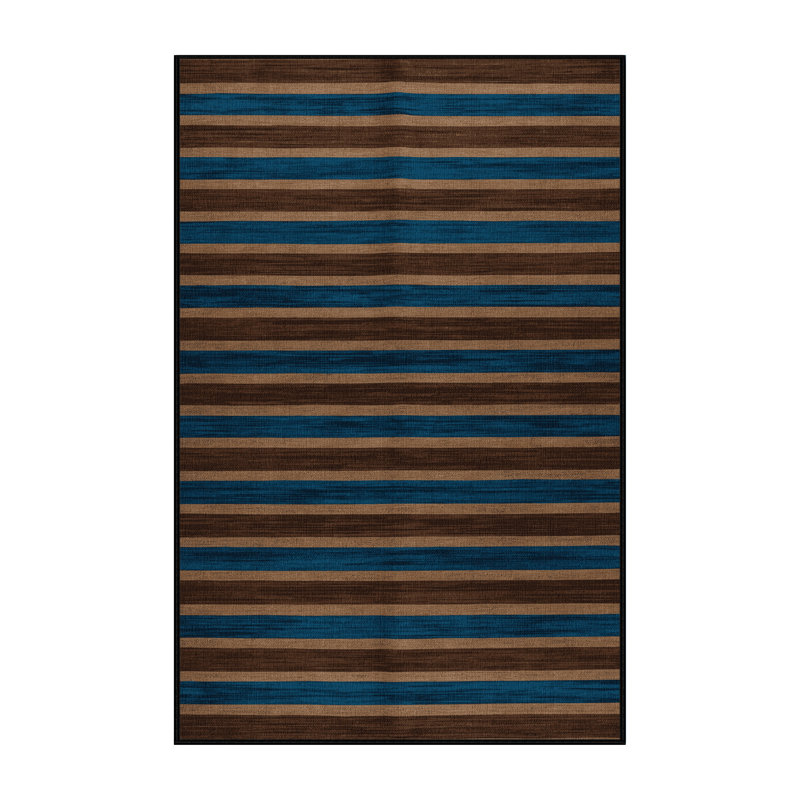 Tapis brun à rayures horizontales lavable à la machine, Rectangulaire 2 pi x 3 pi