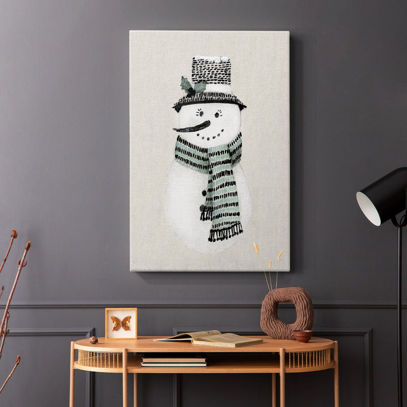 Bonhomme de neige des Fêtes - Cavas enveloppés de galerie, H 12 po x l 8 po