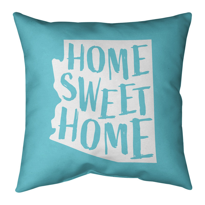Coussin Home Sweet Alabama, Arizona, Bleu sarcelle, Polyester sergé