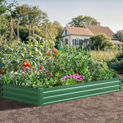  Green Metal Raised Garden Bed