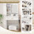 Vanity Table With Mirror & Adjustable LED Lights, Power Outlet, Hairdryer Holder & Stool – Compact Dressing Desk For Small Bedrooms-1896942977