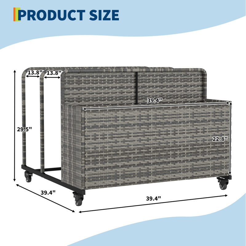 Rangement flottant pour piscine avec roulettes, Gris
