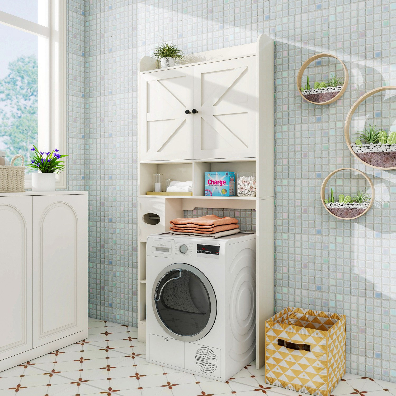Gracie Oaks Bathroom Toilet Overhead Locker,Storage Cabinet With Barn ...