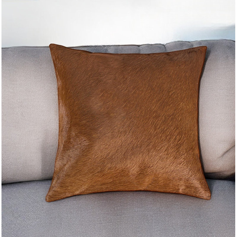 Coussin 18 "en peau de vache brune