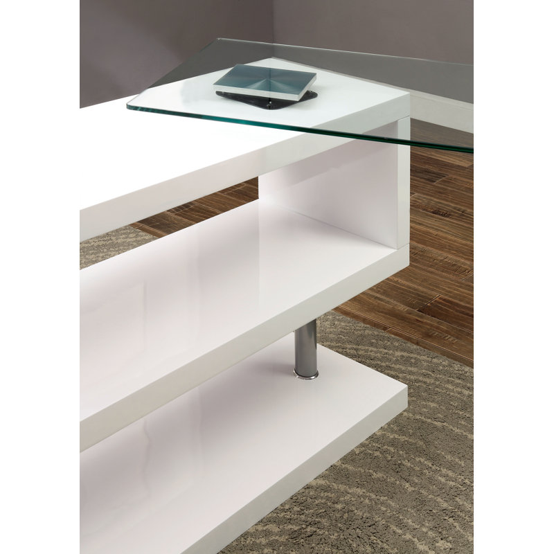 Folden L-Shape Computer Desk, White