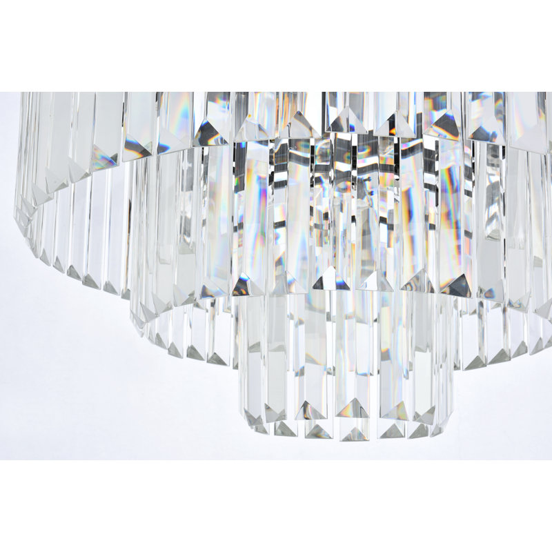 Lustre à niveaux unique 9 lumières Yazmin, Transparent, Noir mat