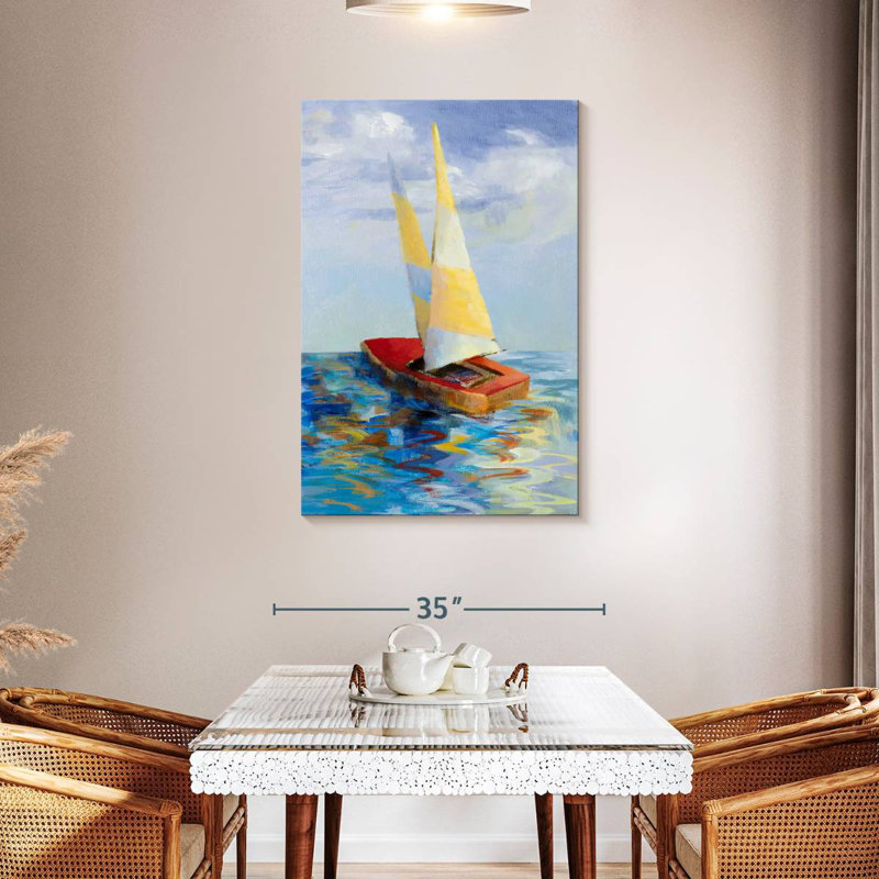 Mehar Red Sailboat, 45" H x 30" W