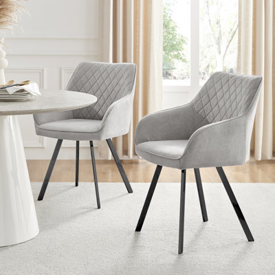 Eubanks Luxury Fabric Upholstered Dining Chair with Chrome Metal Legs - Modern Home