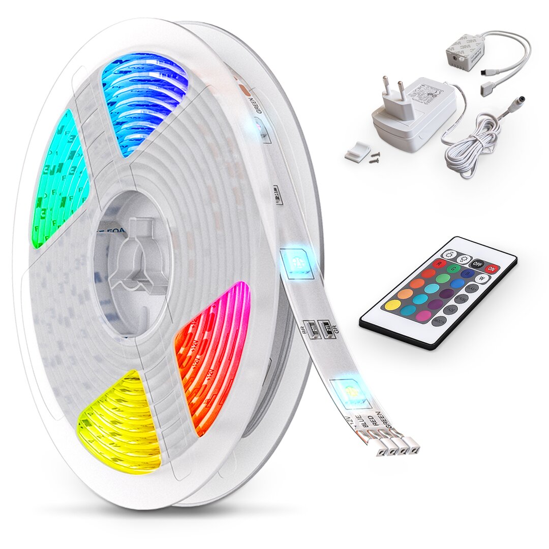 LED Stripe 5m - RGB-Lichtband mit Farbwechsel - Fernbedienung - Selbstklebend - VanVleet