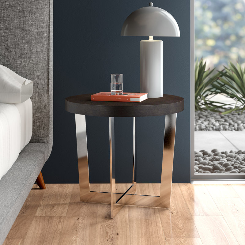 Table de bout Jackson Cross Legs - Table d'appoint moderne en bois pour le salon ou la chambre - Table d'appoint brun espresso