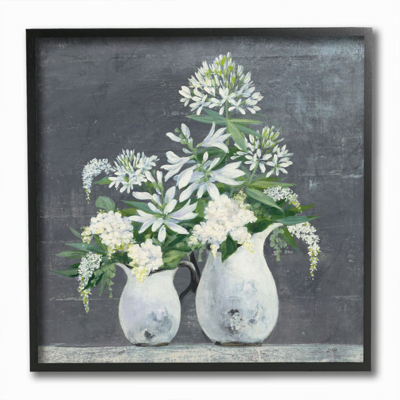 « floral painting », impression sur toile, Giclée encadrée noir minuit, H 12 po x l 12 po x P 1,5 po