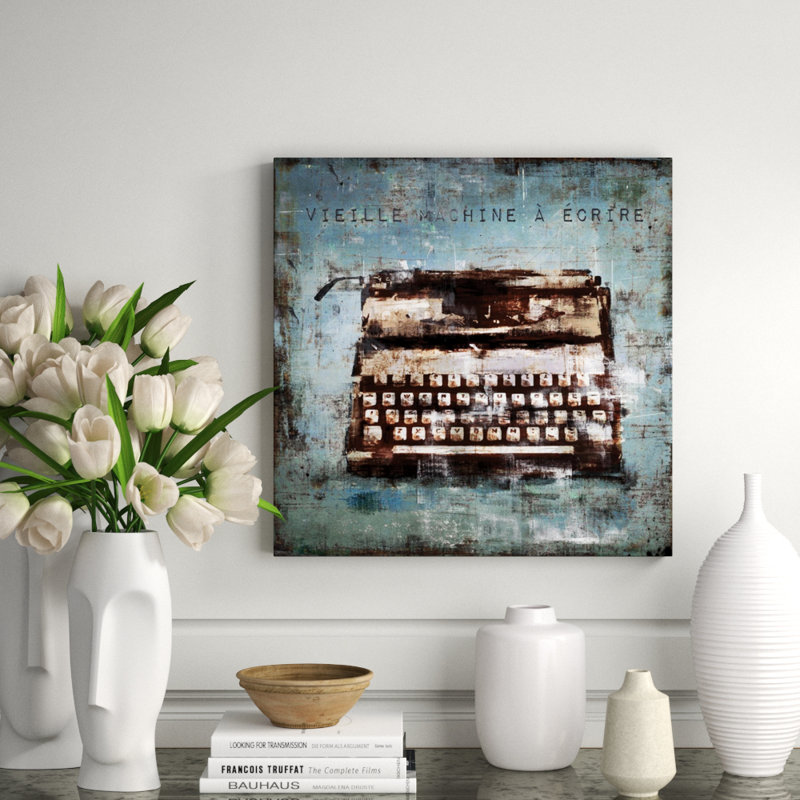 Vieille Machine a écrire par Chelsea Art Studio - impression, Gel coupé au couteau, H 24 po x l 24 po x P 1,5 po