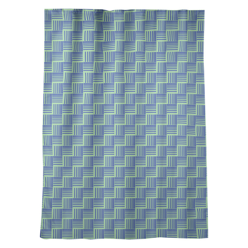 Panneau de rideau simple obscurcissant et isolant avec passe-tringle classique, Vert/bleu