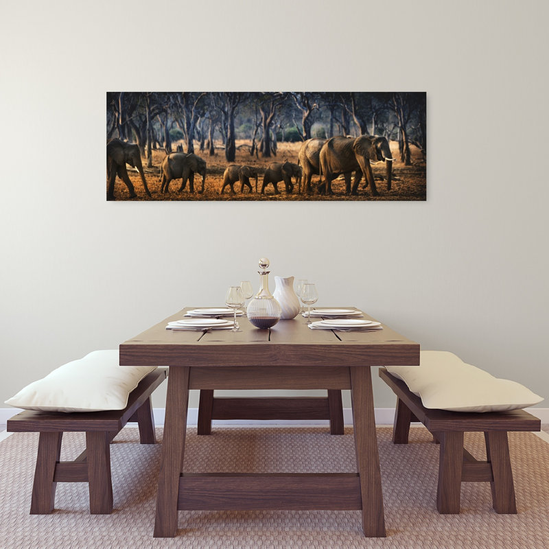 African Elephant Passage 1 Piece Wrapped Canvas Panoramic Wall Art, 40.64 cm H x 121.92 cm W