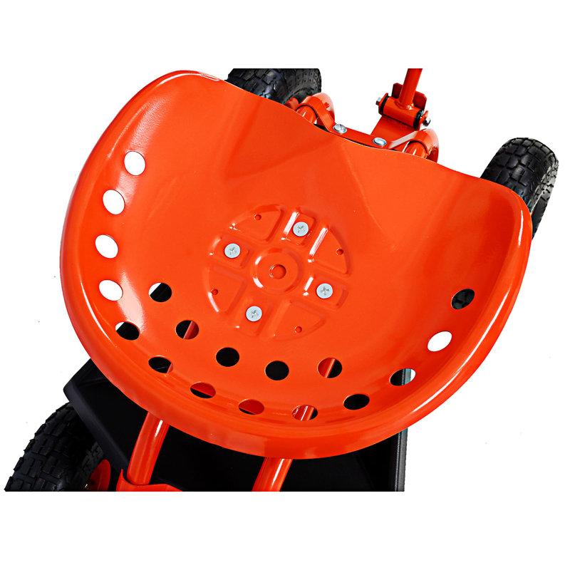 Rolling Garden Scooter Garden Cart Seat With Wheels And Tool Tray, Red