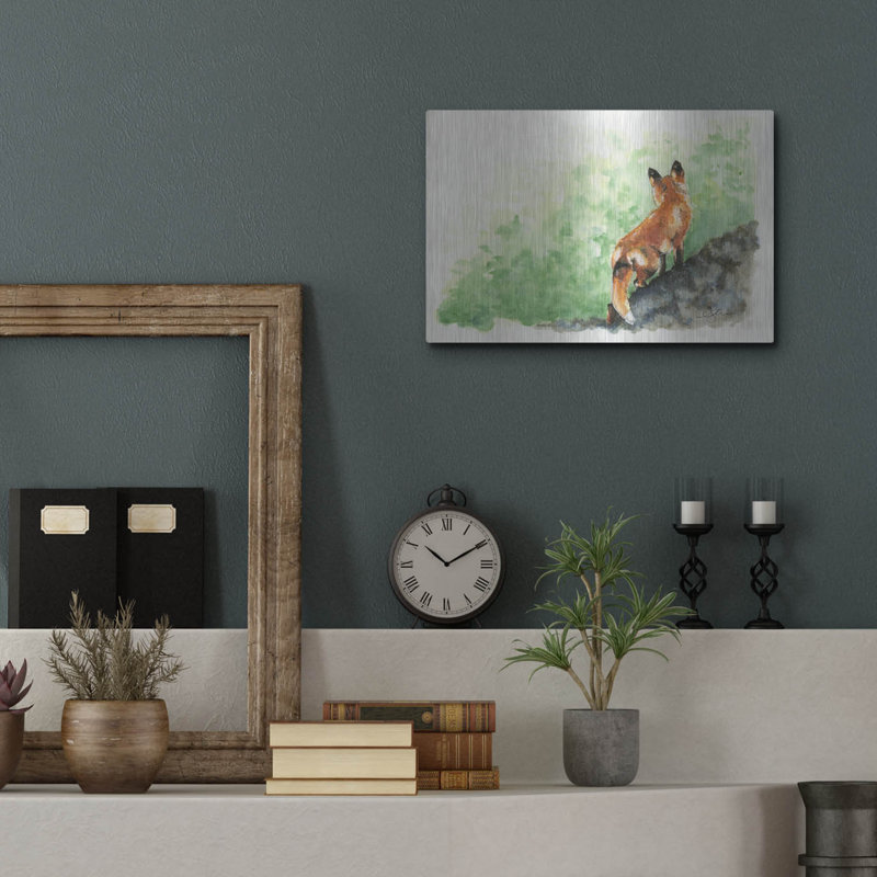 «Fox Hill At The Floodwall» par Anika Goodhue, art mural en métal, 16 po x 12 po