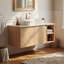 Meuble-lavabo de 35,85 po avec comptoir en faux marbre, lavabo en céramique, 1 armoire à double porte et 2 compartiments ouverts
