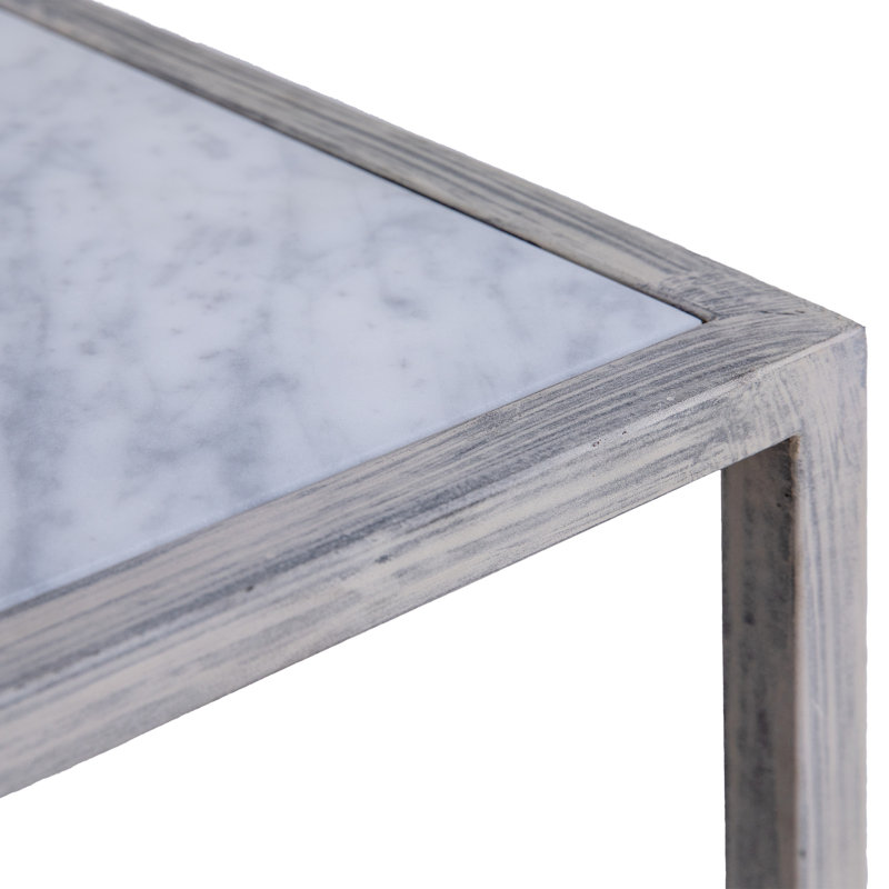 Web Marble End Table, Deep Ocean