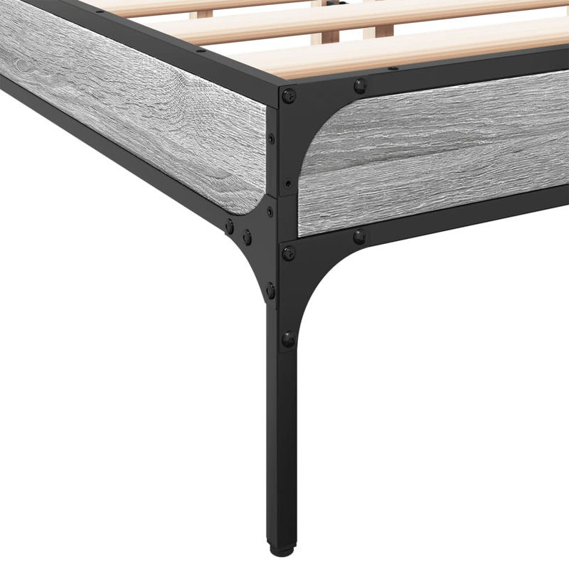 Vidaxl Bed Frame Metal, Grey Sonoma, Double (4'6)