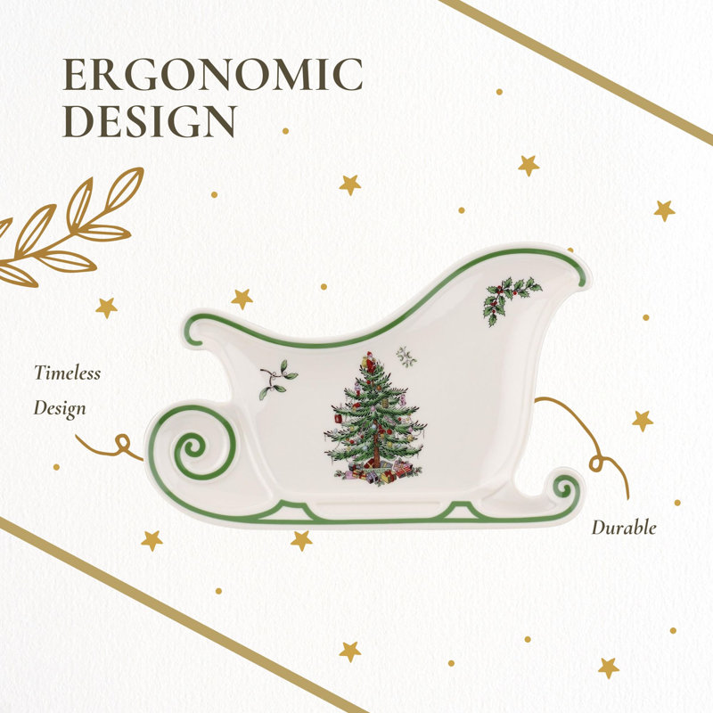 Christmas Tree Serve Sleigh Plate