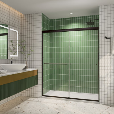 Priscilla 56" - 60" W X 72" H Double Sliding Framed Shower Door