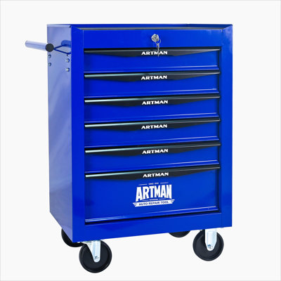 Coffre à outils roulant en métal avec 6 tiroirs, armoire à outils à 6 tiroirs de 20 po avec glissières à roulement à billes, coffre à outils en acier