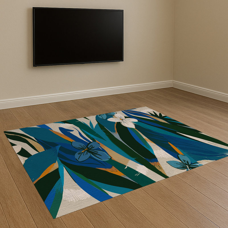Floral Area Rug, Rectangle 140 x 200 cm