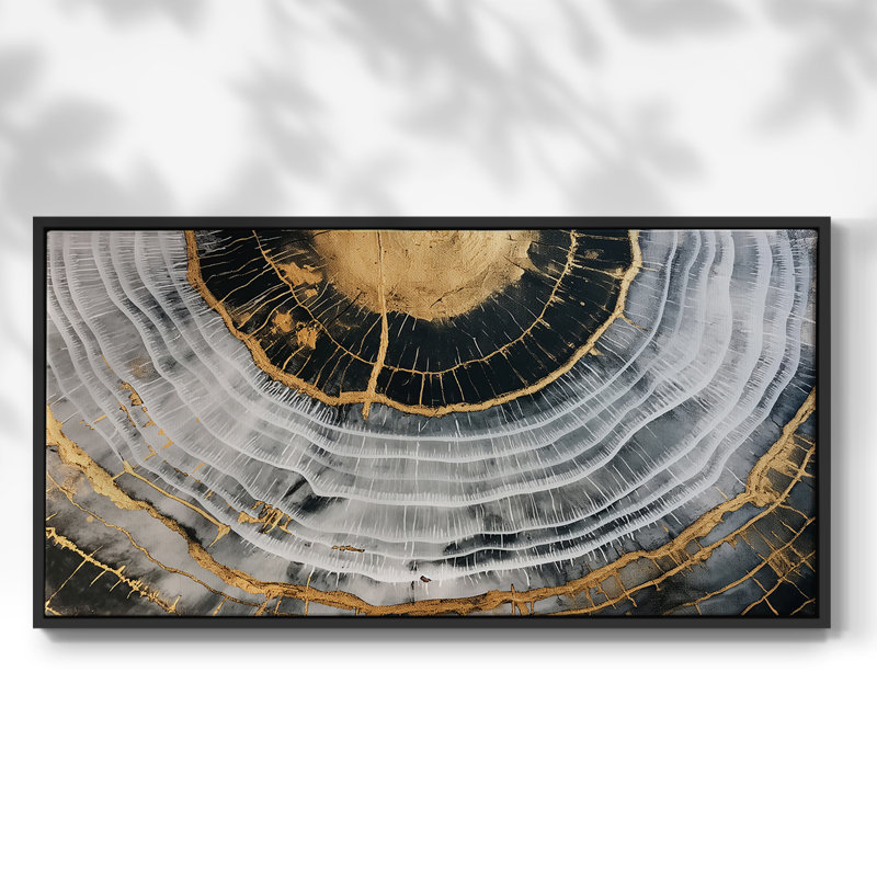 «Abstract Series» -CC- Toile tendue avec châssis tendue, prête à accrocher, H 25 po x l 49 po, Noir