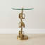 Table d'appoint sculpturale ronde en métal et en verre pour le salon Sculptal