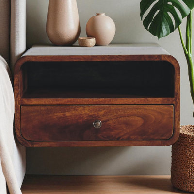 Large Oak-Ish Curve Upper Slot Floating Bedside by Millwood Pines