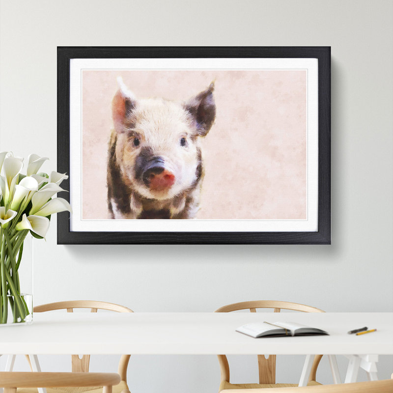 Pig - Framed Print, 27cm H x 36cm W x 2cm D, Black Framed