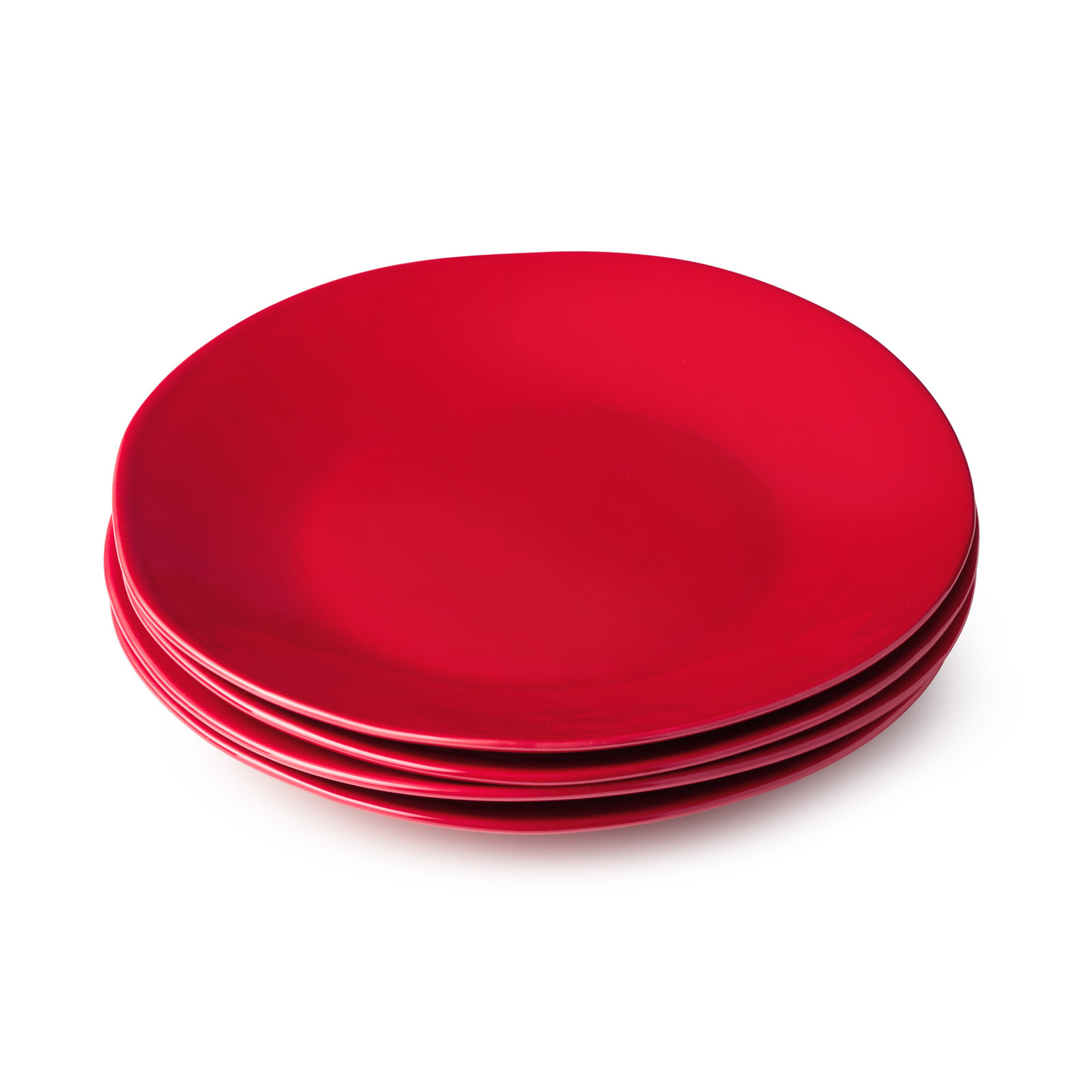 Berry Red Christmas Dinner Plates Set of 4 – Holiday Stoneware Tableware – Festive Red Dinner Plate Set – Mix and Match with Holly and Vines – Dishwasher Safe