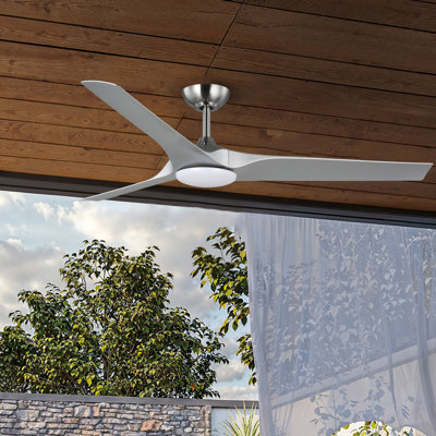 Ventilateur de plafond d'intérieur de 52 po avec lumière et télécommande Gossamer, ventilateur de plafond avec ensemble d'éclairage à DEL, conception moderne à 3 pales, moteur à courant continu silencieux à 6 vitesses - nickel brossé