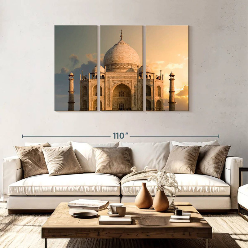 Lever de soleil sur le Taj Mahal, H 48 po x l 74 po