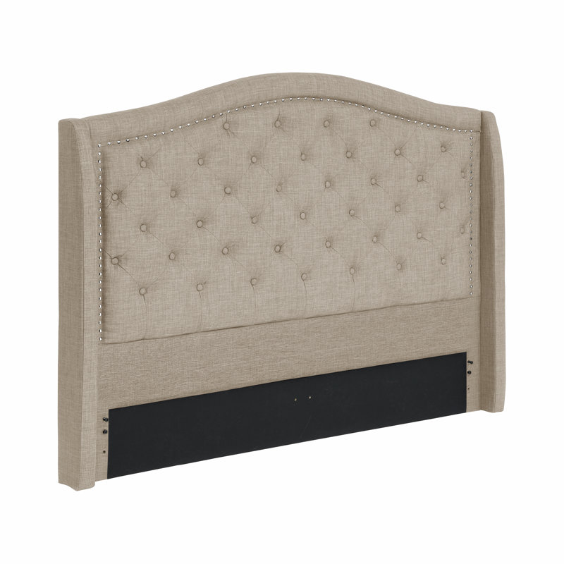 Calian Upholstered Wingback Headboard, King, Beige