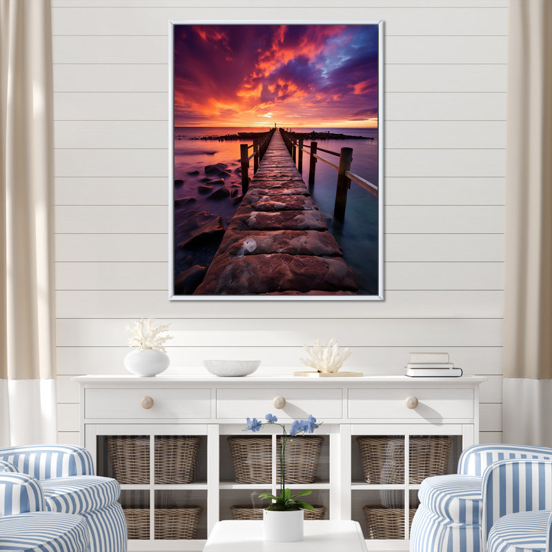 Impression sur toile Pier Twilight Retreat I sur toile, H 32 po x l 24 po x P 1 po, Cadre flottant blanc