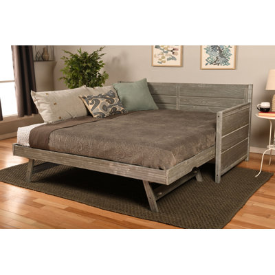 Lit de jour simple en bois et panneau de fibres à densité moyenne avec matelas Braunstein (matelas inclus)