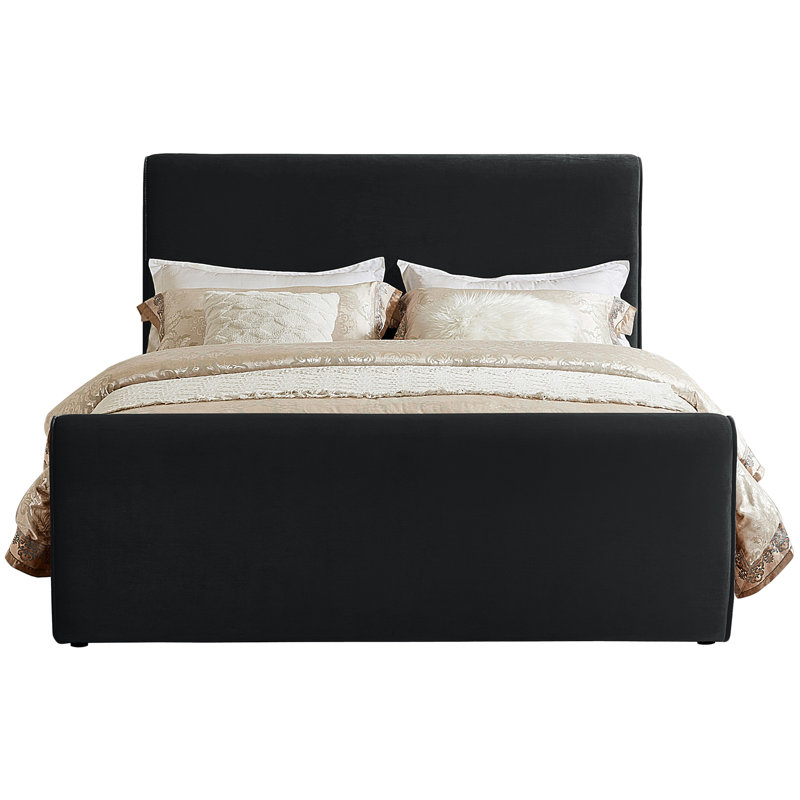 Lit plateforme tapissier Sloan Sadete, Velours noir, Très grand lit