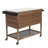 Outdoor Kitchen Wicker Island Rolling Cart & Storage Cabinet With Wheels And Stainless Steel Extended Table Top