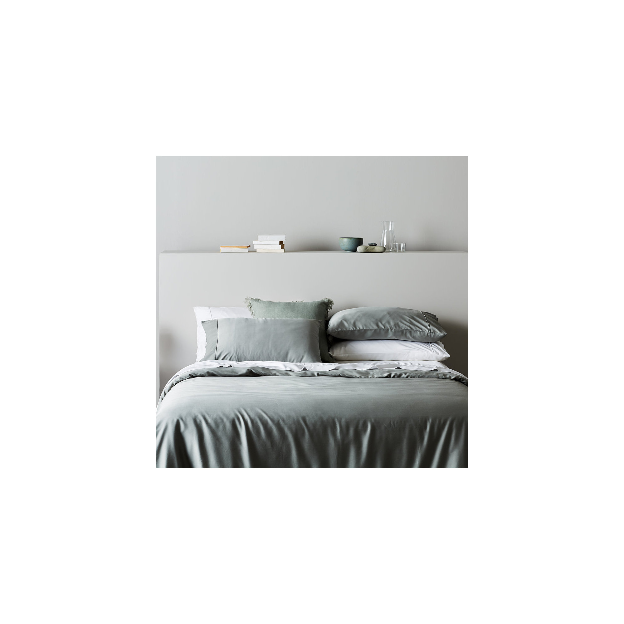 Signature Sateen Pillowcase, Full / Double Pillowcase + Pillowcases 2 Standard, Sage