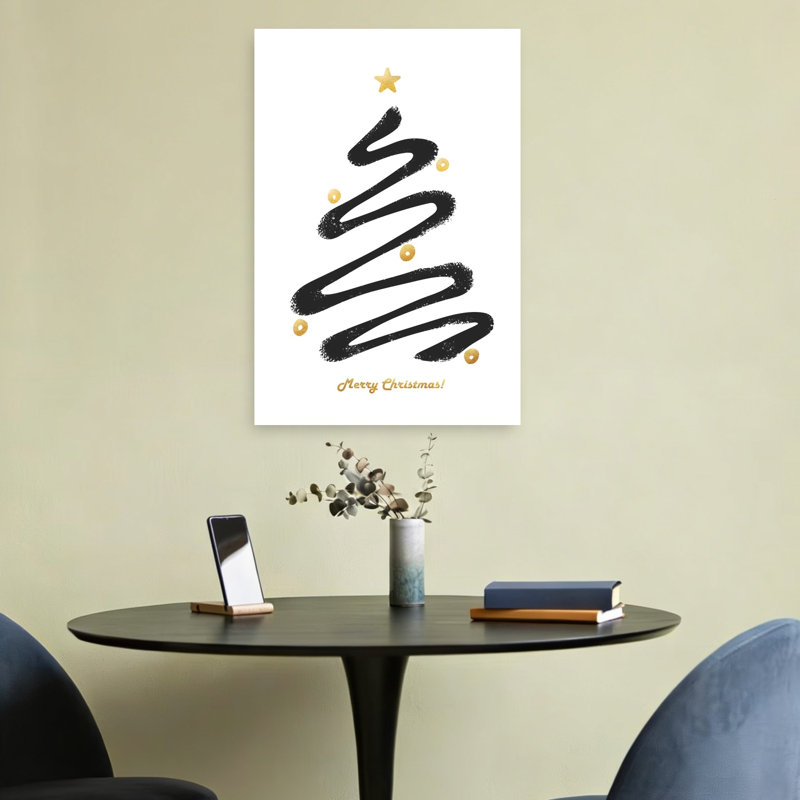 Modern Christmas Tree Abstract Contemporary Spring Winter Wall Art Print 1 Piece Wrapped Canvas Wall Art