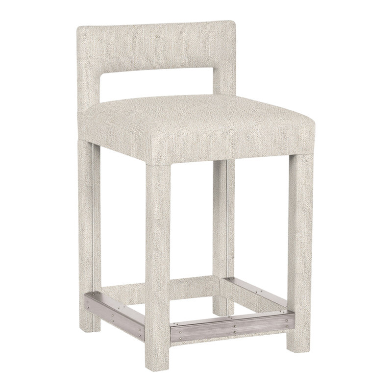 Utica By Thom Filicia Upholstered Counter Stool with Solid Wood Frame, Gris colombe, Parchemin instantané