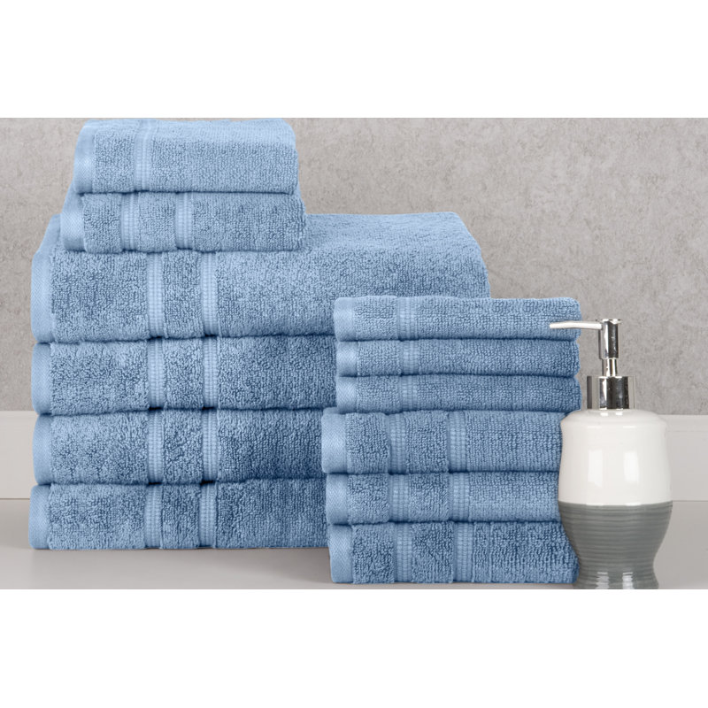 Ensemble de serviettes 12 pièces Bibb Home, Bleu cendré