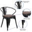 Paquet de 4 Chaise en métal avec assise et accoudoirs en bois-1879243745