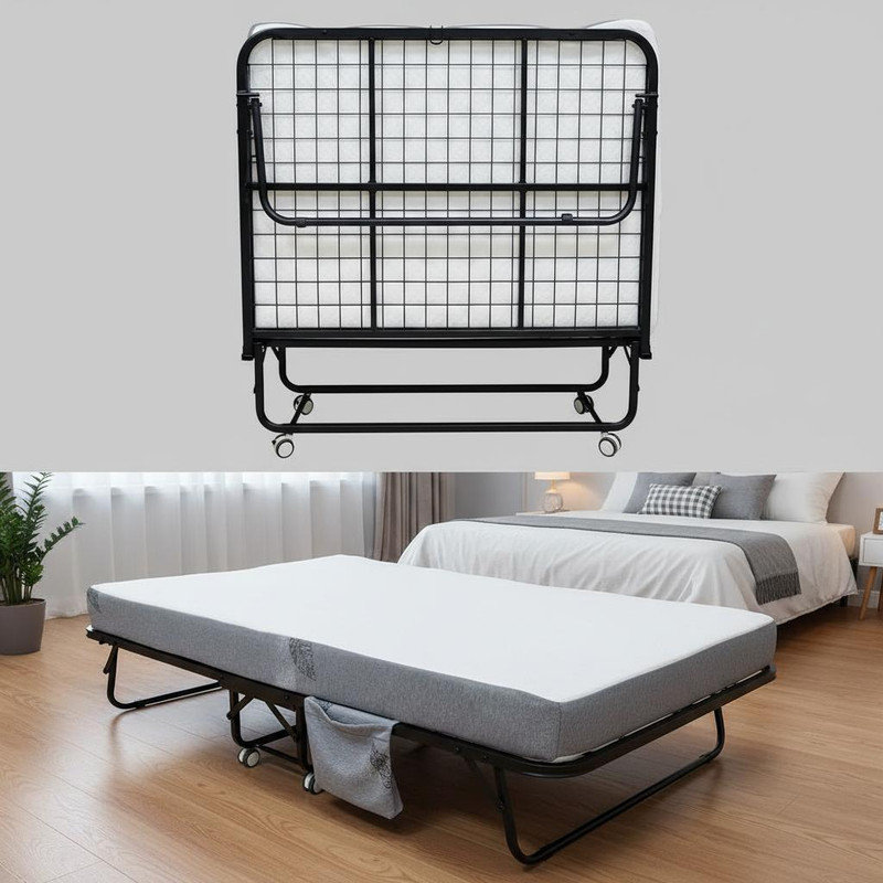Folding Bed with Mattress for Adults - Sturdy Metal Frame Supporting 450 Lbs, 5 Inch Memory Foam Mattress for Comfort, for Guest Bedroom or Office