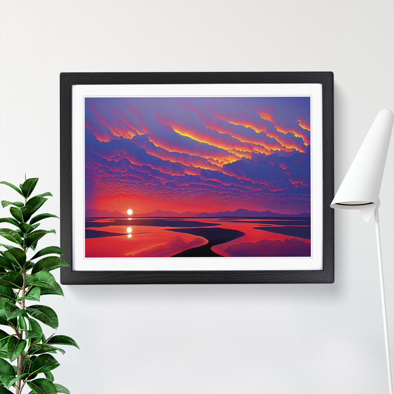 Legendary Ocean Beach Sunset - Single Picture Frame Print, Black Framed, 46cm H x 64cm W x 2cm D
