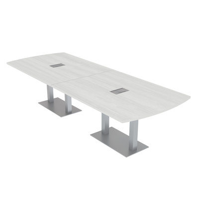 10' Arc Rectangle Modular Conference Table with Electric And Data Square Metal Bases