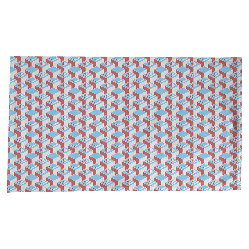 Nappe de gratte-ciels classiques, Bleu sarcelle / rouge
