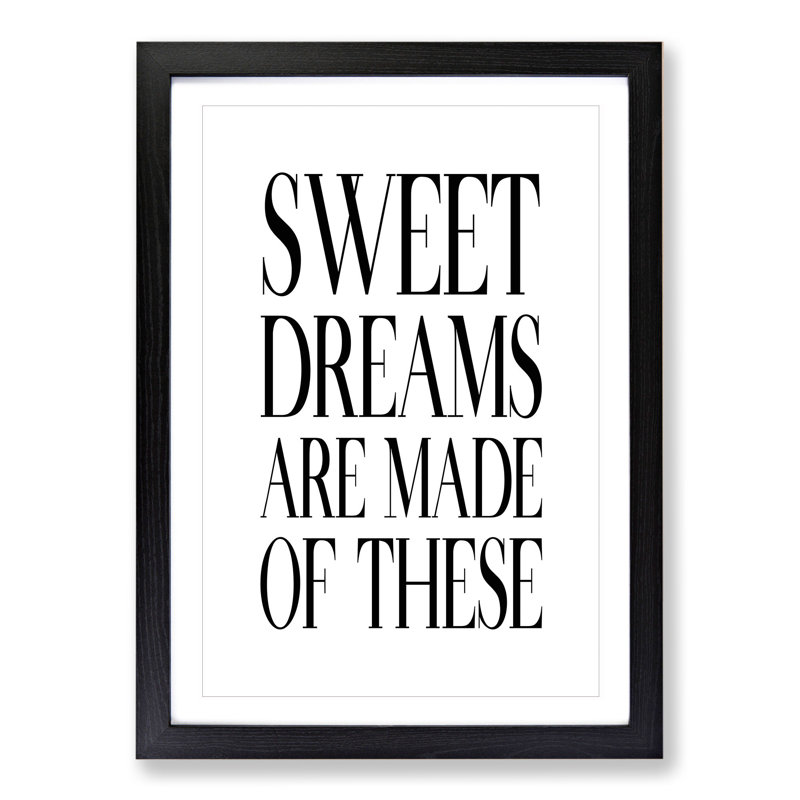 Sweet Dreams - Picture Frame Typography, 48cm H x 36cm W x 2cm D, Black Framed