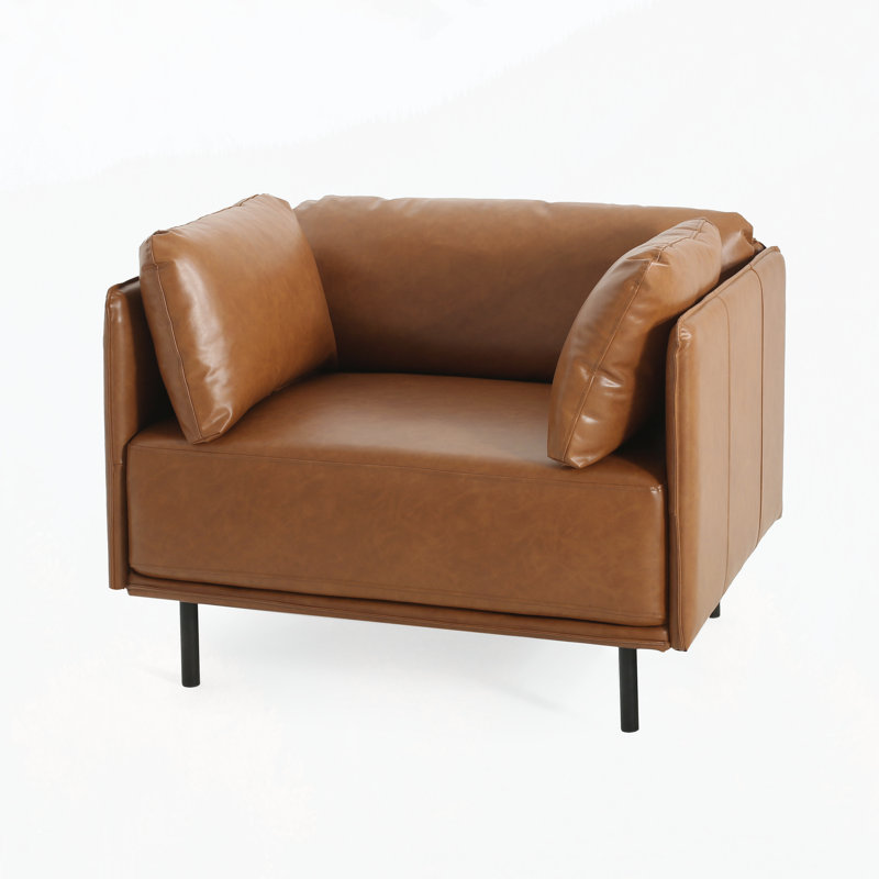 Raab Upholstered Accent Chair Lounge Chair with Upholstery, Brown Faux Leather
